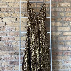 gold metallic Milly backless halter dress sz. 8